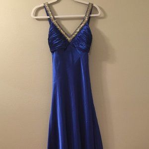 Beaded V-neck Floor Length Gown